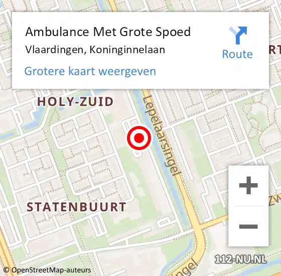 Locatie op kaart van de 112 melding: Ambulance Met Grote Spoed Naar Vlaardingen, Koninginnelaan op 7 augustus 2024 22:40