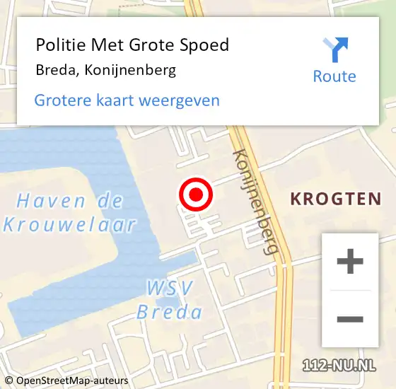 Locatie op kaart van de 112 melding: Politie Met Grote Spoed Naar Breda, Konijnenberg op 7 augustus 2024 23:00