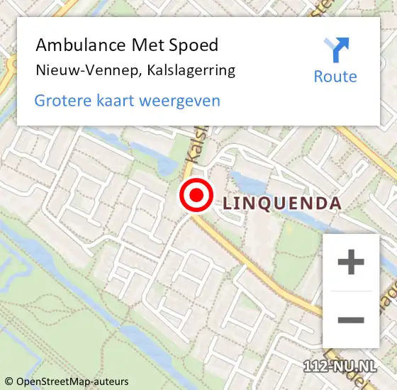 Locatie op kaart van de 112 melding: Ambulance Met Spoed Naar Nieuw-Vennep, Kalslagerring op 7 augustus 2024 23:58