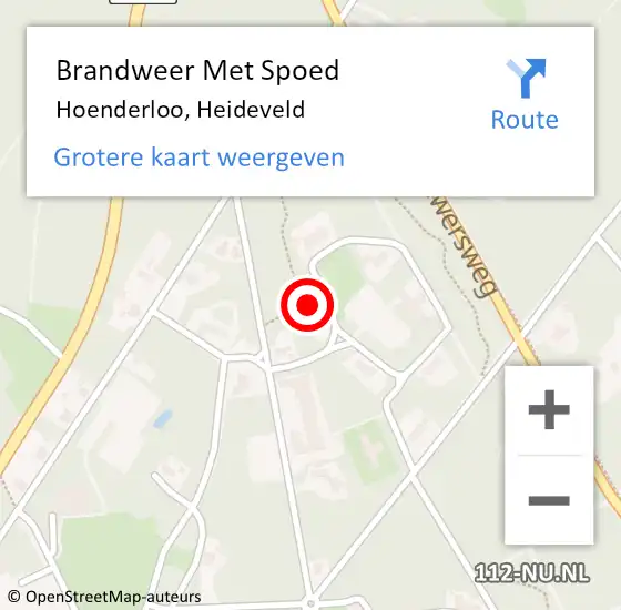 Locatie op kaart van de 112 melding: Brandweer Met Spoed Naar Hoenderloo, Heideveld op 7 augustus 2024 23:58