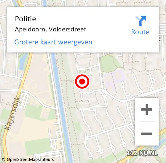 Locatie op kaart van de 112 melding: Politie Apeldoorn, Voldersdreef op 7 augustus 2024 23:59