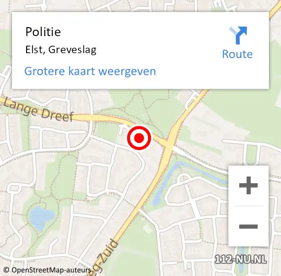 Locatie op kaart van de 112 melding: Politie Elst, Greveslag op 8 augustus 2024 00:07