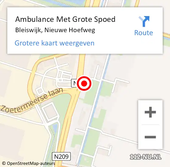 Locatie op kaart van de 112 melding: Ambulance Met Grote Spoed Naar Bleiswijk, Nieuwe Hoefweg op 8 augustus 2024 01:04