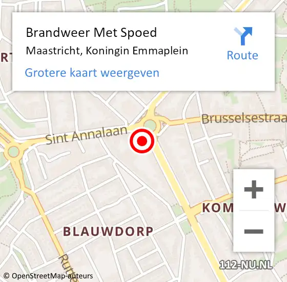 Locatie op kaart van de 112 melding: Brandweer Met Spoed Naar Maastricht, Koningin Emmaplein op 8 augustus 2024 01:15