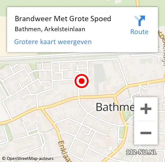 Locatie op kaart van de 112 melding: Brandweer Met Grote Spoed Naar Bathmen, Arkelsteinlaan op 8 augustus 2024 01:17