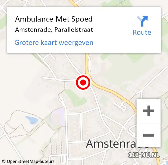 Locatie op kaart van de 112 melding: Ambulance Met Spoed Naar Amstenrade, Parallelstraat op 15 oktober 2014 17:00