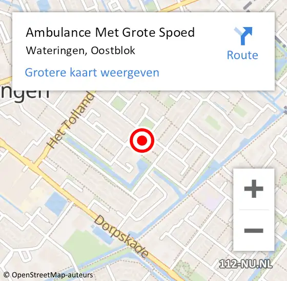 Locatie op kaart van de 112 melding: Ambulance Met Grote Spoed Naar Wateringen, Oostblok op 8 augustus 2024 02:08