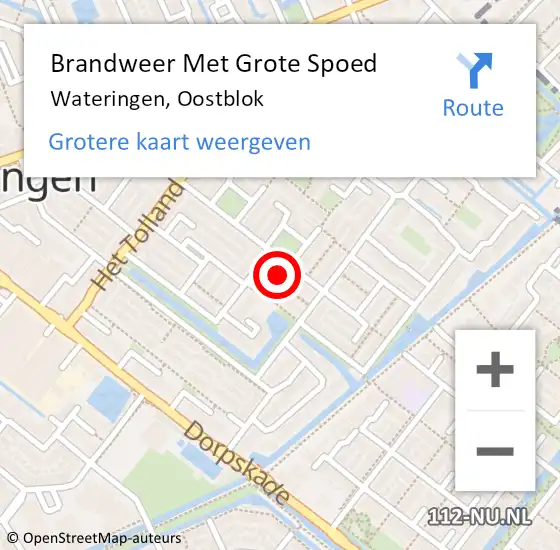 Locatie op kaart van de 112 melding: Brandweer Met Grote Spoed Naar Wateringen, Oostblok op 8 augustus 2024 02:29