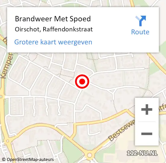 Locatie op kaart van de 112 melding: Brandweer Met Spoed Naar Oirschot, Raffendonkstraat op 8 augustus 2024 02:32