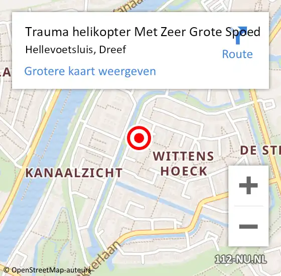 Locatie op kaart van de 112 melding: Trauma helikopter Met Zeer Grote Spoed Naar Hellevoetsluis, Dreef op 8 augustus 2024 02:37