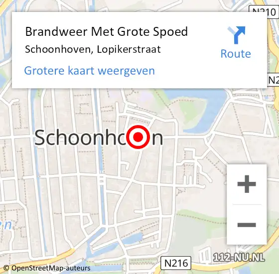 Locatie op kaart van de 112 melding: Brandweer Met Grote Spoed Naar Schoonhoven, Lopikerstraat op 8 augustus 2024 03:11