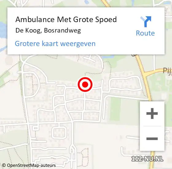 Locatie op kaart van de 112 melding: Ambulance Met Grote Spoed Naar De Koog, Bosrandweg op 8 augustus 2024 04:11