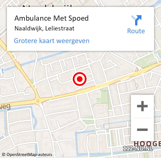 Locatie op kaart van de 112 melding: Ambulance Met Spoed Naar Naaldwijk, Leliestraat op 8 augustus 2024 04:20