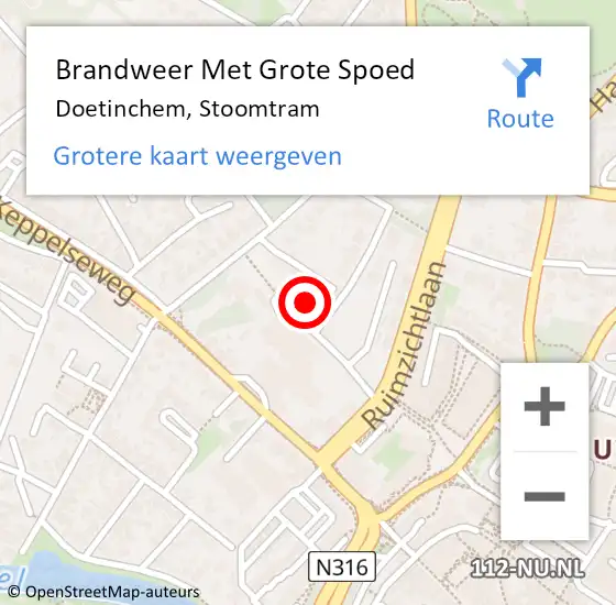 Locatie op kaart van de 112 melding: Brandweer Met Grote Spoed Naar Doetinchem, Stoomtram op 8 augustus 2024 04:29