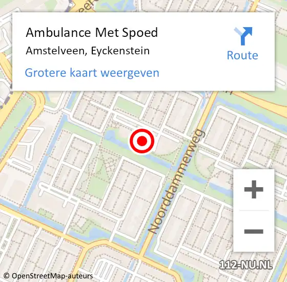 Locatie op kaart van de 112 melding: Ambulance Met Spoed Naar Amstelveen, Eyckenstein op 8 augustus 2024 04:55