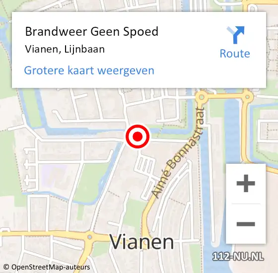 Locatie op kaart van de 112 melding: Brandweer Geen Spoed Naar Vianen, Lijnbaan op 8 augustus 2024 05:27