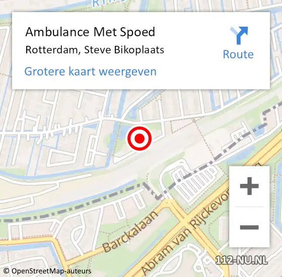 Locatie op kaart van de 112 melding: Ambulance Met Spoed Naar Rotterdam, Steve Bikoplaats op 8 augustus 2024 06:02