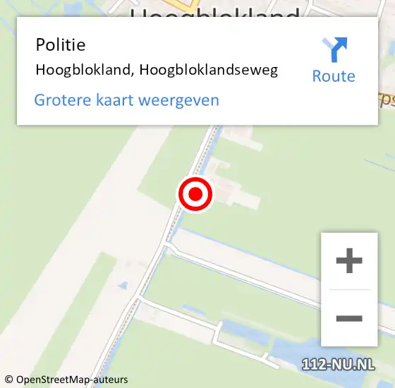 Locatie op kaart van de 112 melding: Politie Hoogblokland, Hoogbloklandseweg op 8 augustus 2024 06:50