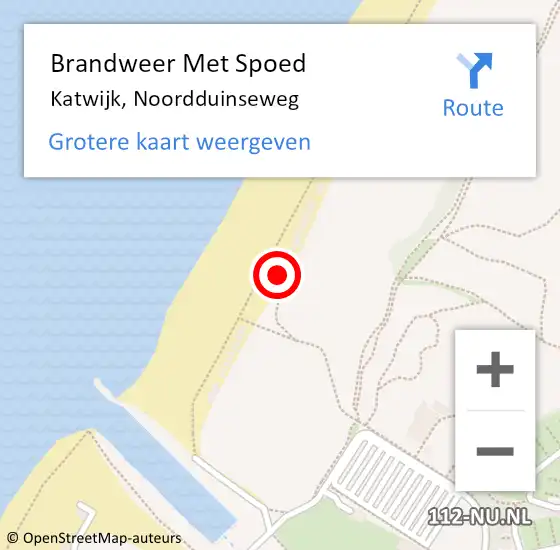 Locatie op kaart van de 112 melding: Brandweer Met Spoed Naar Katwijk, Noordduinseweg op 8 augustus 2024 07:51