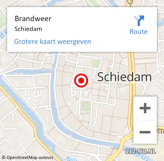 Locatie op kaart van de 112 melding: Brandweer Schiedam op 8 augustus 2024 08:00