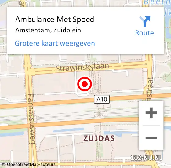 Locatie op kaart van de 112 melding: Ambulance Met Spoed Naar Amsterdam, Zuidplein op 8 augustus 2024 08:02