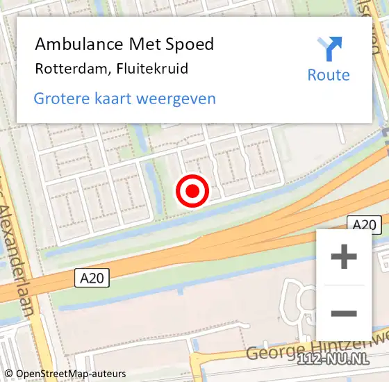 Locatie op kaart van de 112 melding: Ambulance Met Spoed Naar Rotterdam, Fluitekruid op 8 augustus 2024 08:51