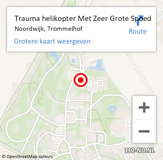 Locatie op kaart van de 112 melding: Trauma helikopter Met Zeer Grote Spoed Naar Noordwijk, Trommelhof op 8 augustus 2024 08:56