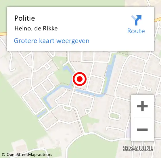 Locatie op kaart van de 112 melding: Politie Heino, de Rikke op 8 augustus 2024 08:58