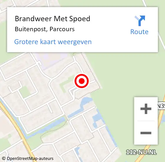 Locatie op kaart van de 112 melding: Brandweer Met Spoed Naar Buitenpost, Parcours op 8 augustus 2024 09:03