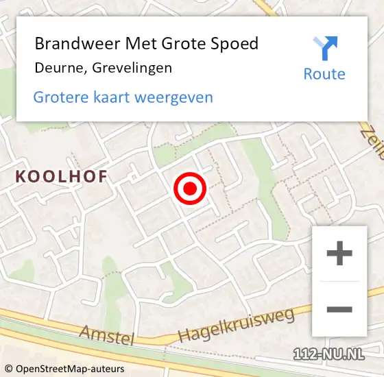 Locatie op kaart van de 112 melding: Brandweer Met Grote Spoed Naar Deurne, Grevelingen op 8 augustus 2024 09:05