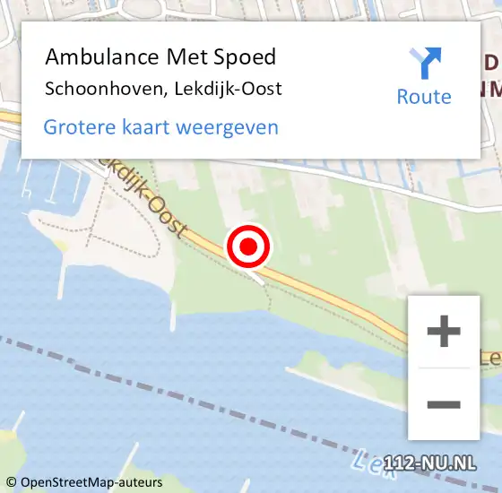 Locatie op kaart van de 112 melding: Ambulance Met Spoed Naar Schoonhoven, Lekdijk-Oost op 8 augustus 2024 09:10