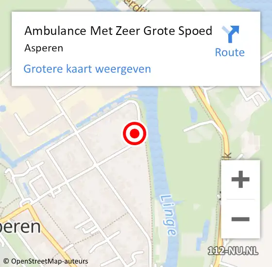 Locatie op kaart van de 112 melding: Ambulance Met Zeer Grote Spoed Naar Asperen op 8 augustus 2024 09:19