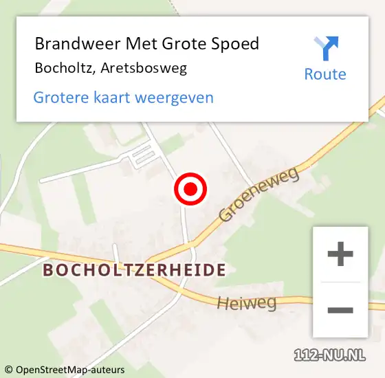 Locatie op kaart van de 112 melding: Brandweer Met Grote Spoed Naar Bocholtz, Aretsbosweg op 8 augustus 2024 09:26