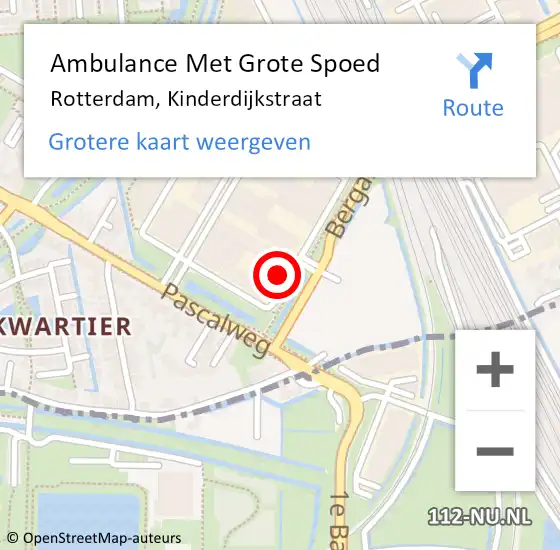 Locatie op kaart van de 112 melding: Ambulance Met Grote Spoed Naar Rotterdam, Kinderdijkstraat op 8 augustus 2024 09:30