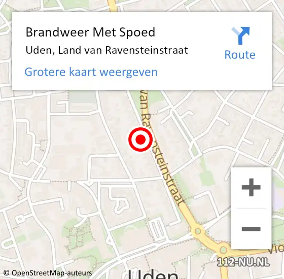 Locatie op kaart van de 112 melding: Brandweer Met Spoed Naar Uden, Land van Ravensteinstraat op 8 augustus 2024 09:30