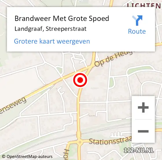 Locatie op kaart van de 112 melding: Brandweer Met Grote Spoed Naar Landgraaf, Streeperstraat op 8 augustus 2024 09:53