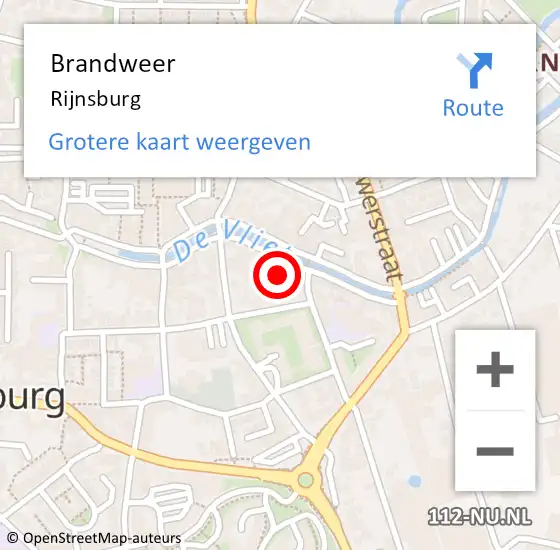 Locatie op kaart van de 112 melding: Brandweer Rijnsburg op 8 augustus 2024 09:53