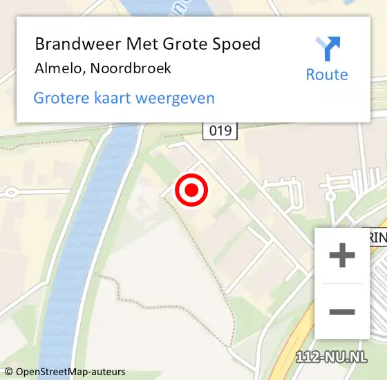 Locatie op kaart van de 112 melding: Brandweer Met Grote Spoed Naar Almelo, Noordbroek op 8 augustus 2024 09:56