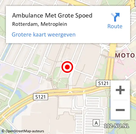 Locatie op kaart van de 112 melding: Ambulance Met Grote Spoed Naar Rotterdam, Metroplein op 8 augustus 2024 10:19