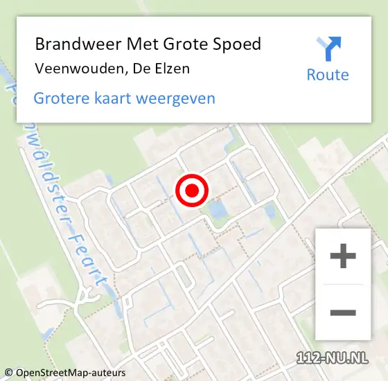 Locatie op kaart van de 112 melding: Brandweer Met Grote Spoed Naar Veenwouden, De Elzen op 8 augustus 2024 10:40