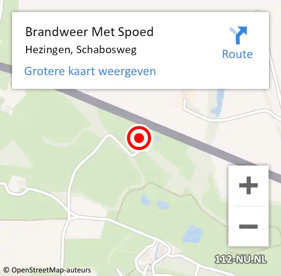 Locatie op kaart van de 112 melding: Brandweer Met Spoed Naar Hezingen, Schabosweg op 8 augustus 2024 10:44