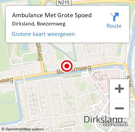 Locatie op kaart van de 112 melding: Ambulance Met Grote Spoed Naar Dirksland, Boezemweg op 8 augustus 2024 10:48