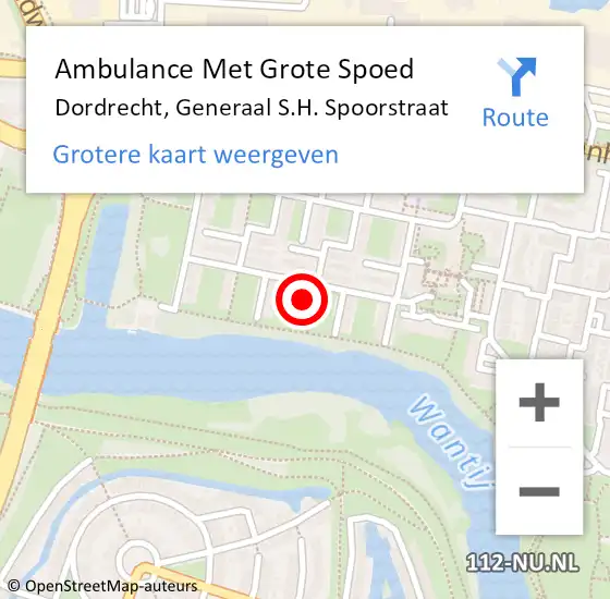 Locatie op kaart van de 112 melding: Ambulance Met Grote Spoed Naar Dordrecht, Generaal S.H. Spoorstraat op 8 augustus 2024 10:58