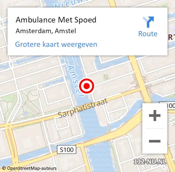 Locatie op kaart van de 112 melding: Ambulance Met Spoed Naar Amsterdam, Amstel op 8 augustus 2024 11:09