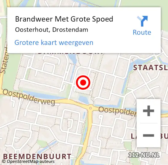 Locatie op kaart van de 112 melding: Brandweer Met Grote Spoed Naar Oosterhout, Drostendam op 8 augustus 2024 11:16