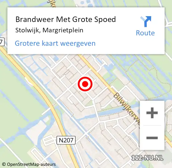 Locatie op kaart van de 112 melding: Brandweer Met Grote Spoed Naar Stolwijk, Margrietplein op 8 augustus 2024 11:16