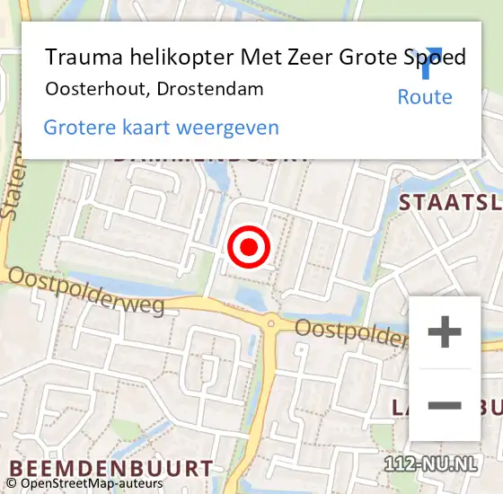 Locatie op kaart van de 112 melding: Trauma helikopter Met Zeer Grote Spoed Naar Oosterhout, Drostendam op 8 augustus 2024 11:17