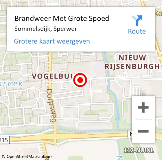 Locatie op kaart van de 112 melding: Brandweer Met Grote Spoed Naar Sommelsdijk, Sperwer op 15 oktober 2014 17:26