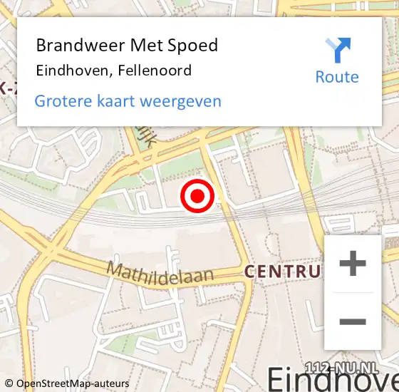 Locatie op kaart van de 112 melding: Brandweer Met Spoed Naar Eindhoven, Fellenoord op 8 augustus 2024 11:22