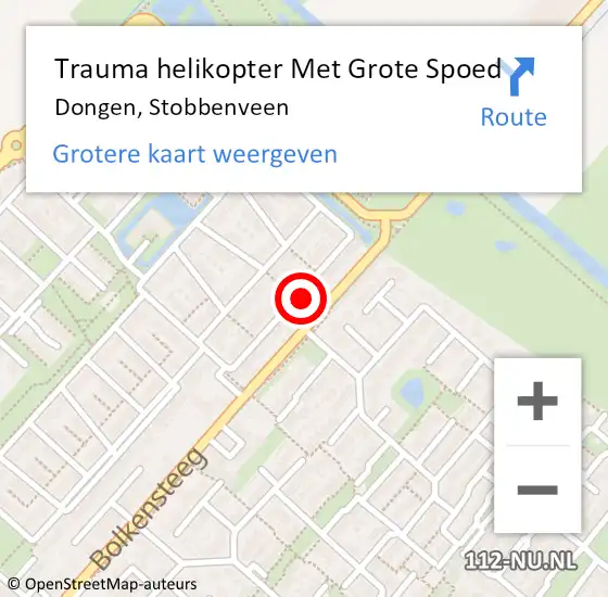 Locatie op kaart van de 112 melding: Trauma helikopter Met Grote Spoed Naar Dongen, Stobbenveen op 8 augustus 2024 11:26